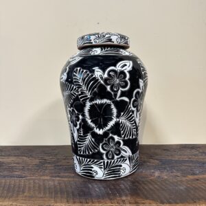 black talavera vase
