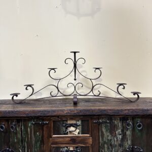 hand forged candelabro. Handmade rustic iron candle holder. Spanish style