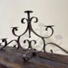 hand forged candelabro. Handmade rustic iron candle holder. Spanish style