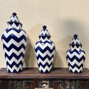 modern blue chevron talavera vases